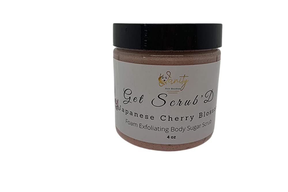 Japanese Cherry Blossom Foam Exfoliating Body Sugar Scrub - Handmade Whipped Skin Care for Smooth & Glowing Skin - Perfect for Spa Day, Gift Ideas & Self-Care Routine