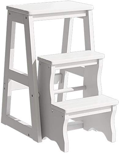 3-Tier Foldable Wooden Step Stool Ladder - Portable Multifunctional Storage Stool for Bathroom, Bedroom, and Kitchen - Non-Slip Stepladder for Kids & Adults