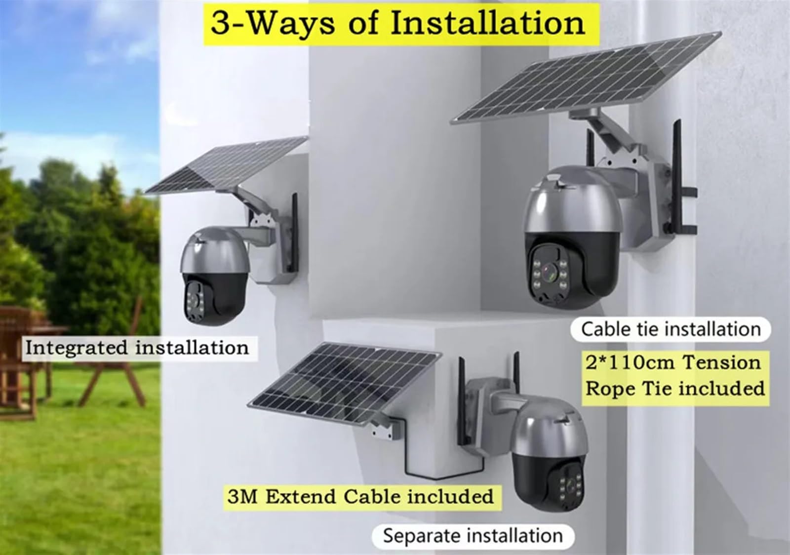 4G Solar Wireless Outdoor Security Camera with SIM Card, Built-in Battery, 4MP HD, PTZ, PIR Motion Detection & Night Vision for Home Surveillance - Ideal for Backyard, Garage & Property Monitoring (4G Camera On)