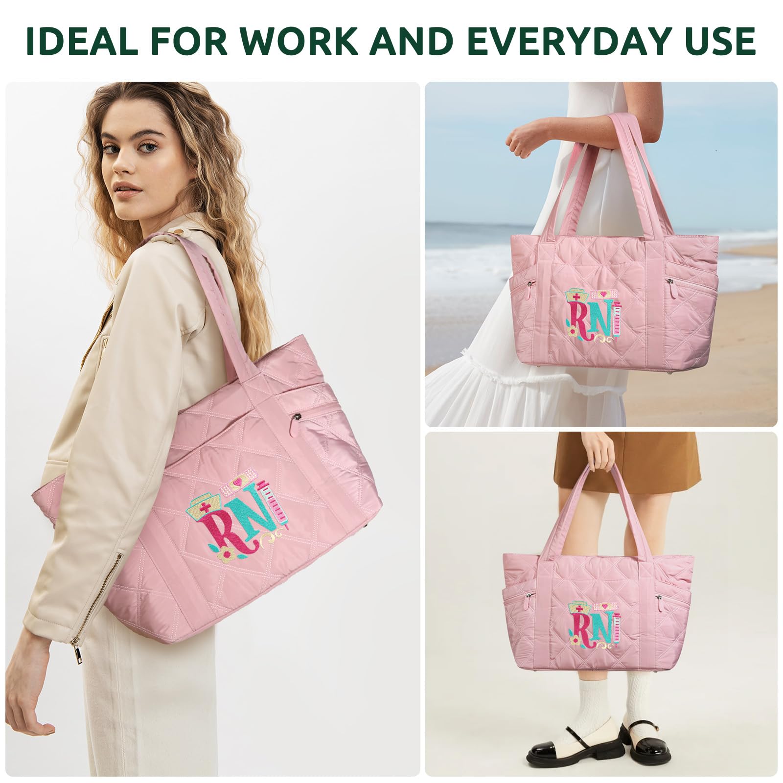 Stylish 17'' Large Tote Bag for Women - Durable Nurse Work Bag with Laptop Compartment | Perfect for Nursing Professionals, Clinical Use & Everyday Carry