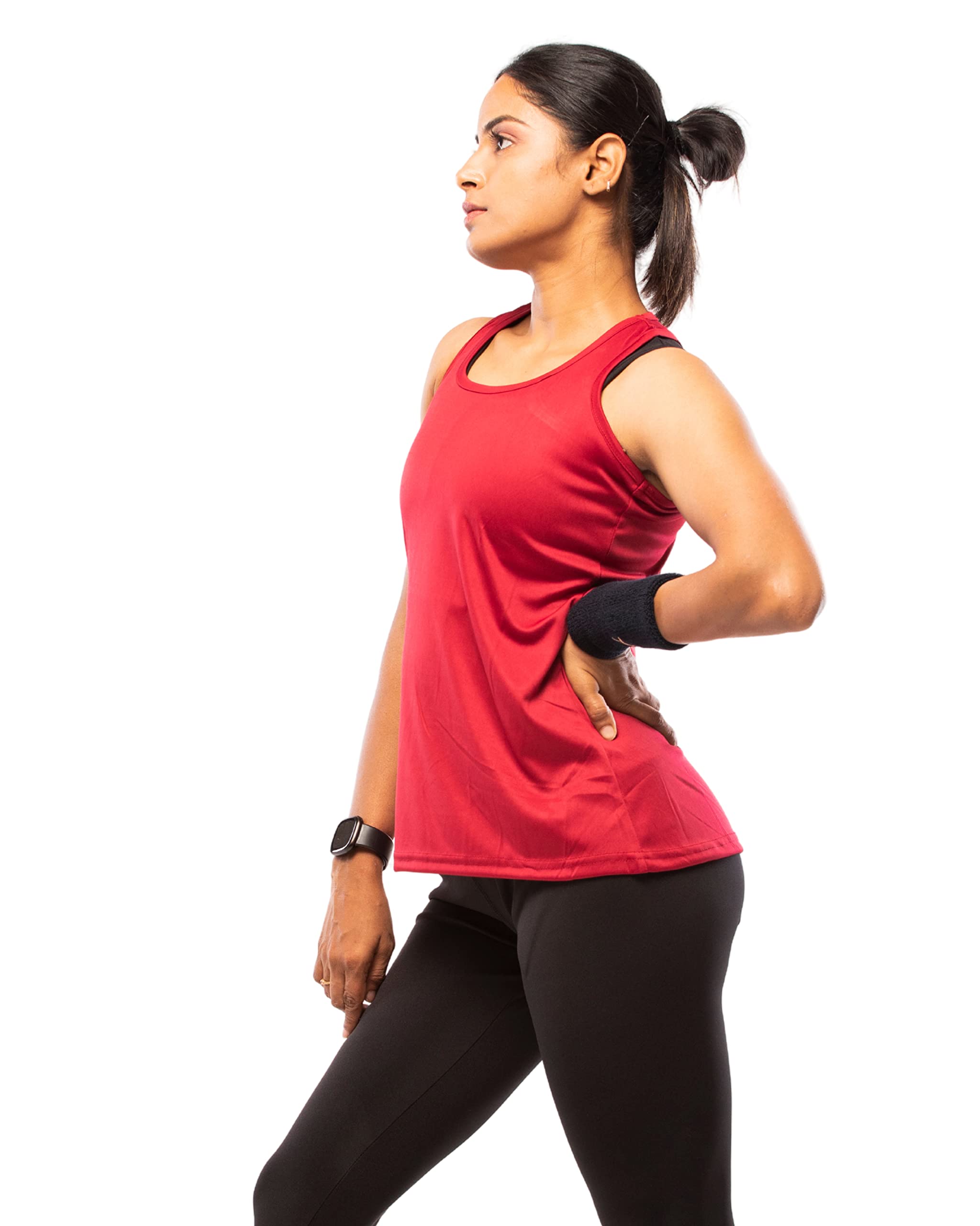 LAPPEN Women's Slim Fit Lycra Spandex Tank Top - Round Neck Sleeveless Workout Shirt, Stretchable Racerback Activewear for Running, Gym & Sports | Perfect for Yoga, Fitness Training & Casual Wear