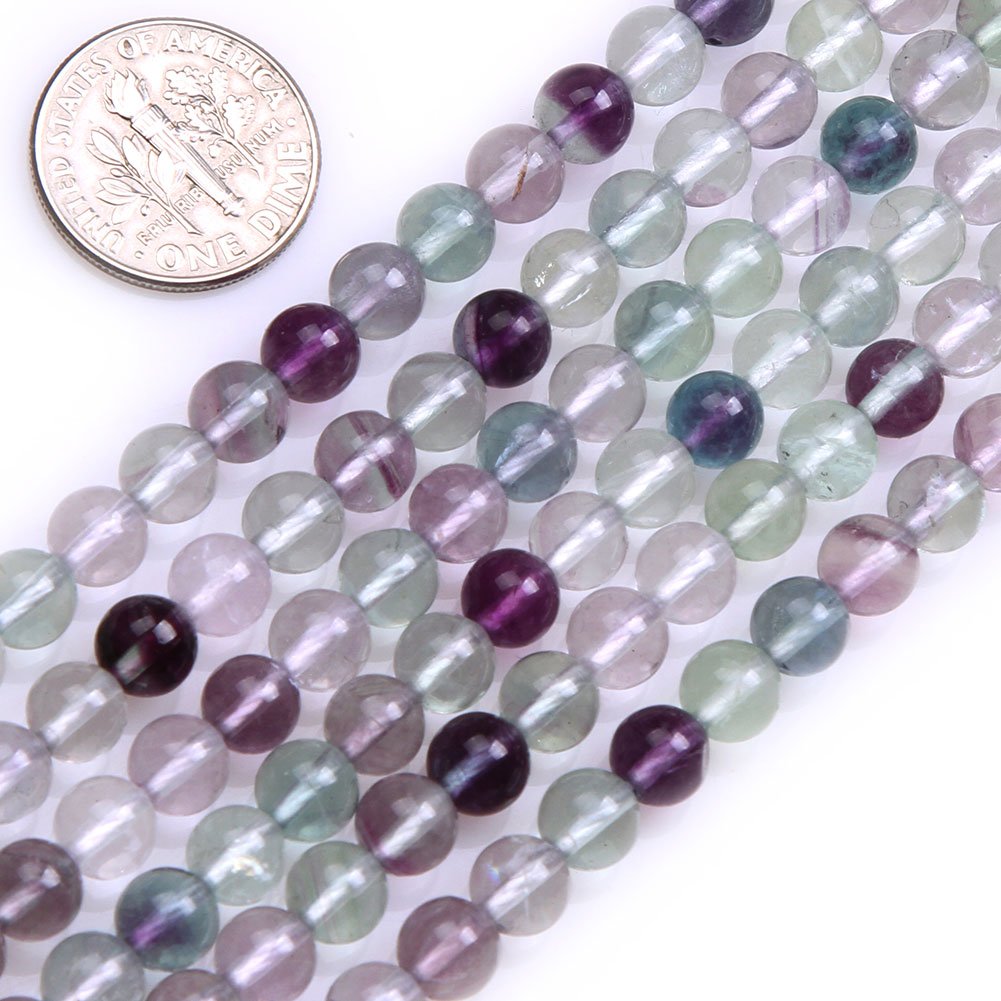Natural Fluorite Gemstone Loose Beads 6mm Round - Healing Crystal Energy Stones for Jewelry Making, DIY Bracelets & Necklaces (15 Inch Strand) - Meditation, Chakra Balancing & Spiritual Gifts