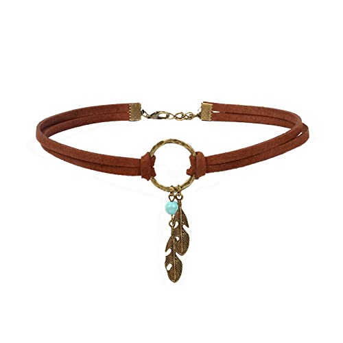 B:brown choker necklace