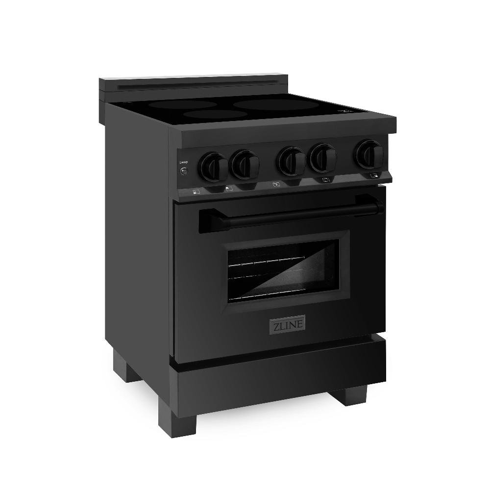 ZLINE 24-Inch 2.8 Cu. Ft. Black Stainless Steel Induction Range with 4-Element Cooktop & Electric Oven - Perfect for Modern Kitchens, Home Chefs & Small Spaces (RAIND BS 24)