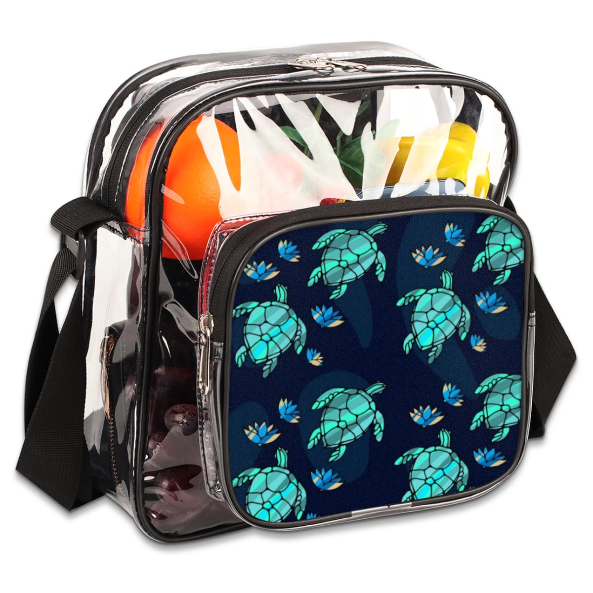 Turtle Dark Blue Clear Crossbody Purse - Stadium Approved Transparent Bag for Women & Men - Perfect for Festivals, Sports Events & Small Concerts - Lightweight & Secure