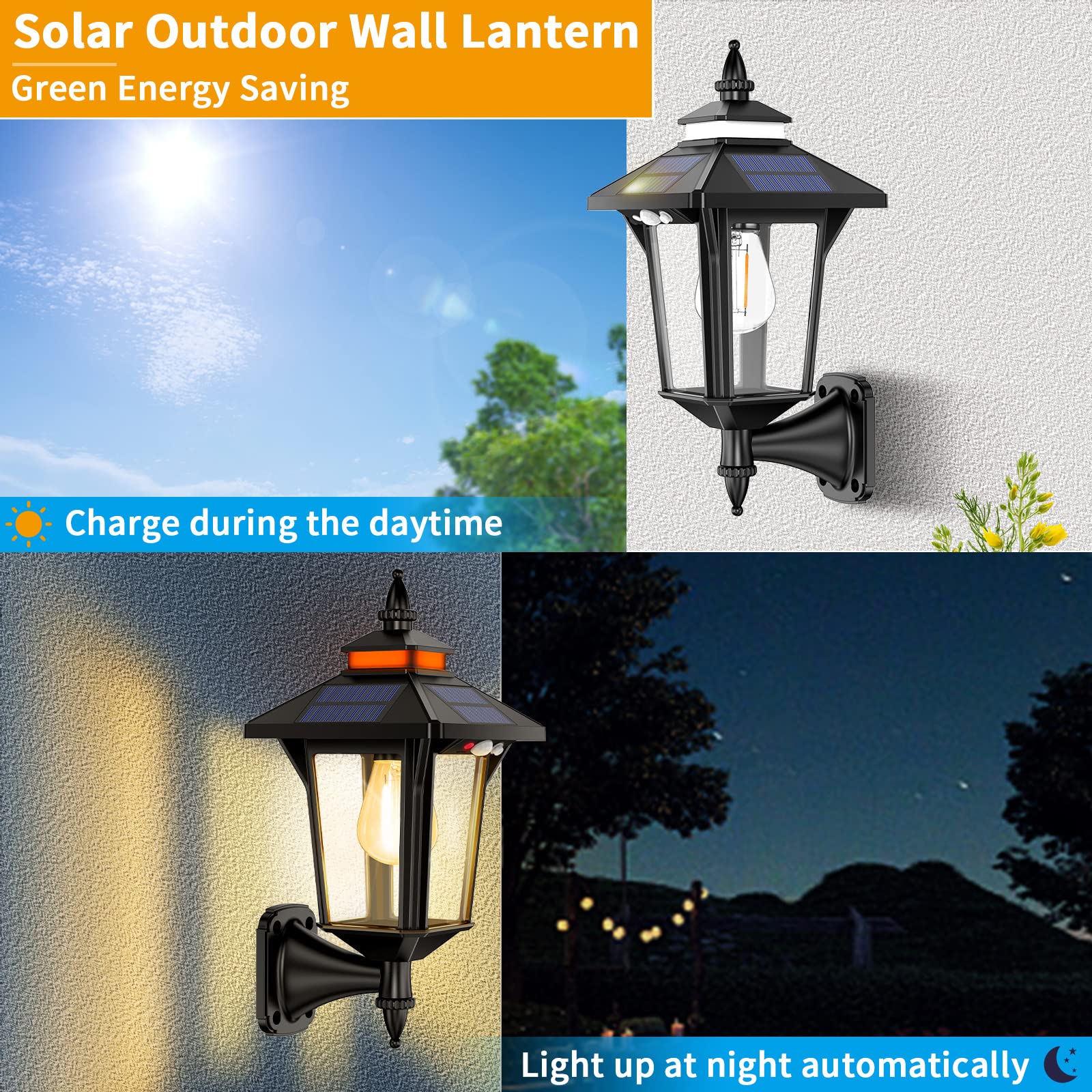 Aqonsie Solar Outdoor Porch Lights - 3 Lighting Modes, Motion Sensor, Waterproof Wall Sconce - Perfect for Barn, Shed, Yard, Garage & Chicken Coop - Enhance Your Outdoor Decor & Security