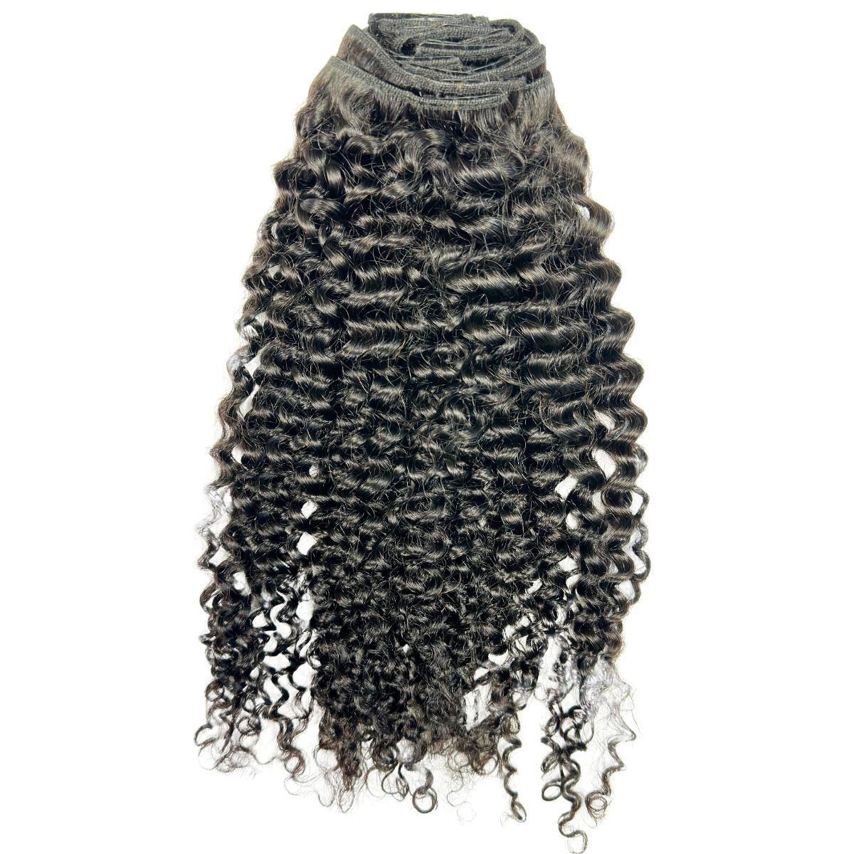 Kinky Curly Clip In 100% Human Hair Extensions - Natural Looking Voluminous Curly Hair Extensions for Women | Perfect for Parties, Weddings & Daily Styling