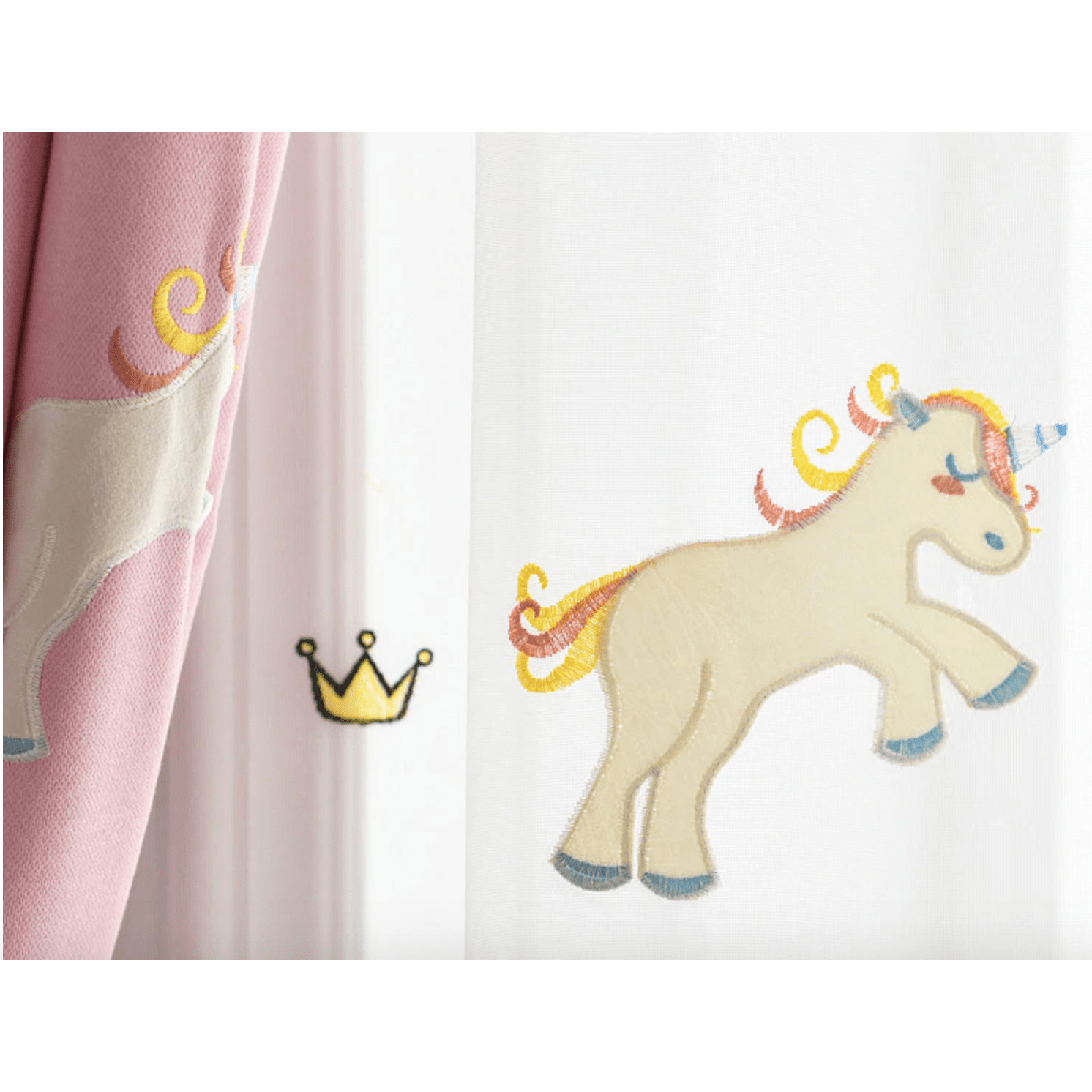Remy Unicorn Embroidered Pink Curtains for Kids Bedroom - Magical Decor for Girls' Room & Nursery | Perfect for Birthday Gifts & Fantasy Themed Bedrooms