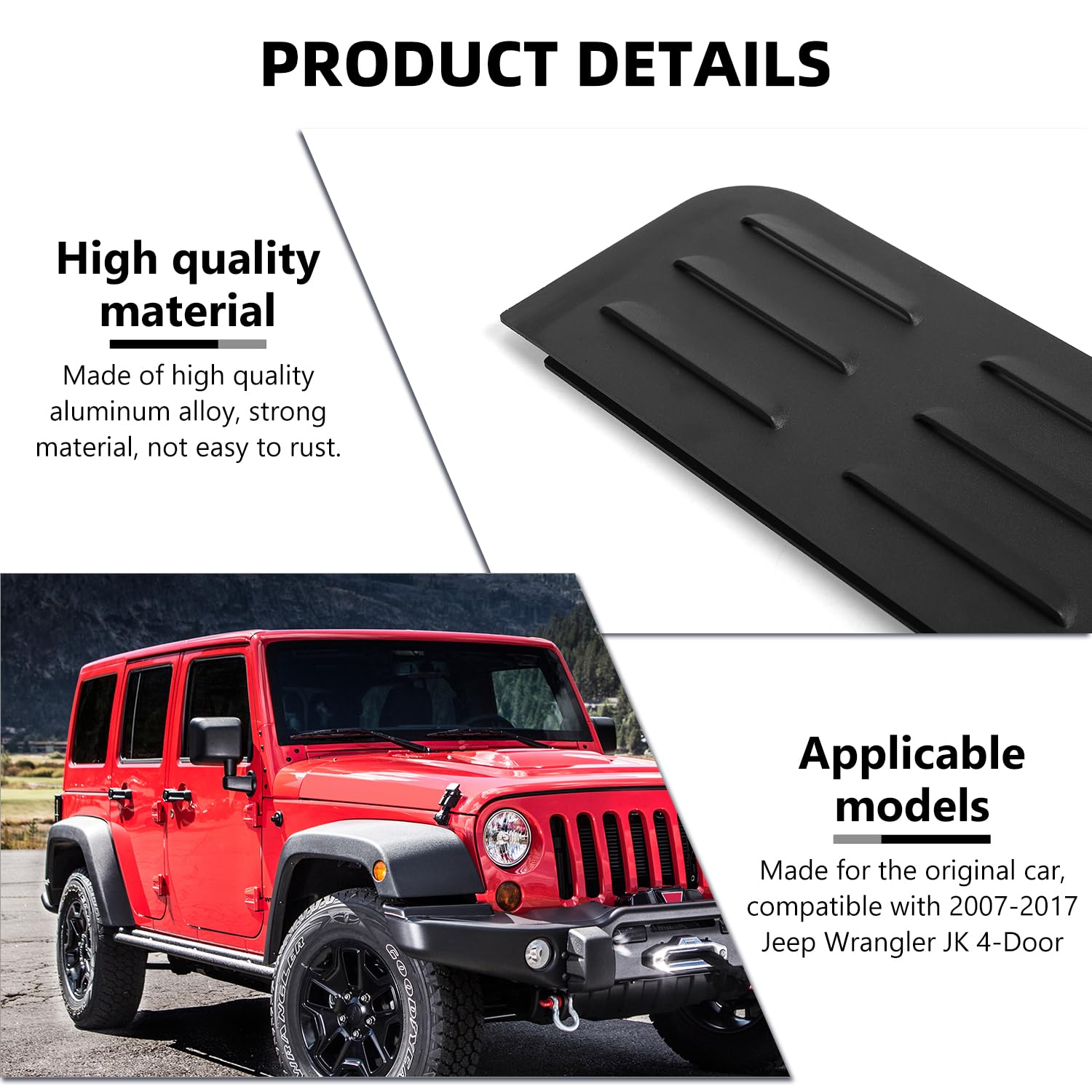 Jeep Wrangler JK Rear Window Louver Cover (2007-2017 Models) - Durable Exterior Air Vent Trim for 4-Door JK Wranglers - Perfect for Off-Roading & Summer Driving Protection