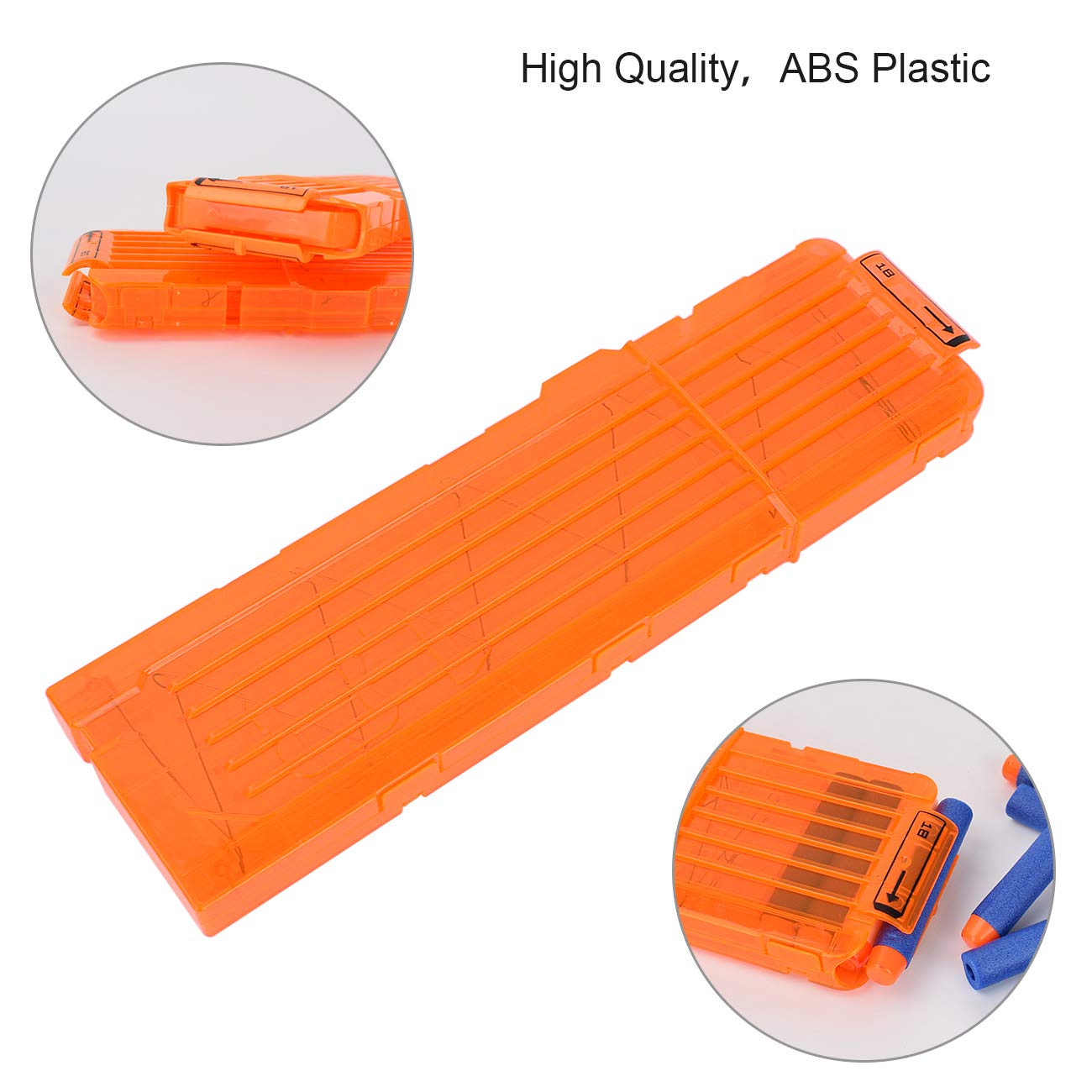 Soft Bullet Clips 18-Darts Quick Reload Magazine for Nerf Toy Dart Guns - 4 Pack Transparent Orange - Perfect for Nerf Battles, Target Practice & Kids Outdoor Play