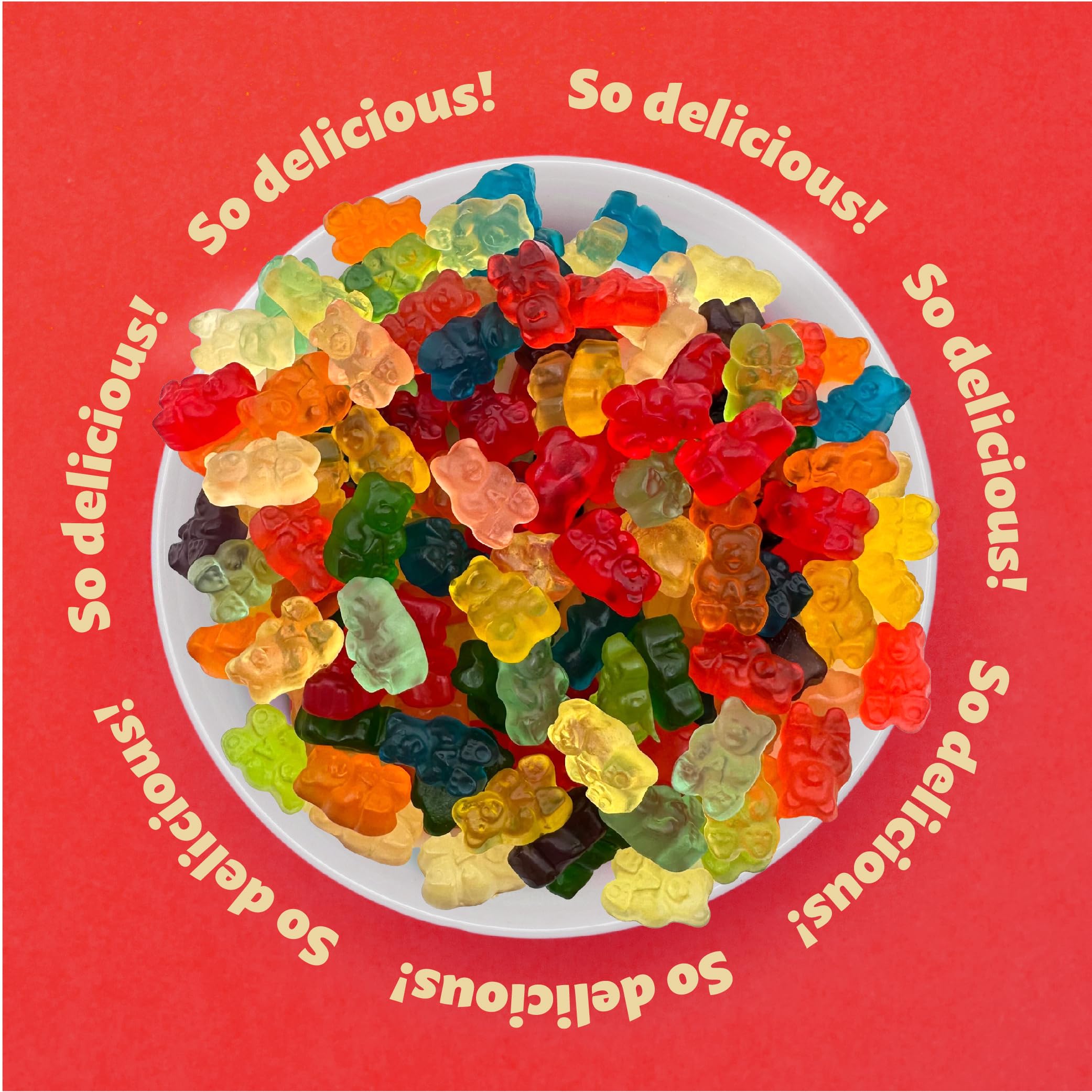 Delicious Gummy Bears Candy - 1 Pound Bulk Pack | Assorted Fruit Flavors (Strawberry, Orange, Lemon, Pineapple) | Perfect for Parties, Movie Nights & Office Snacks