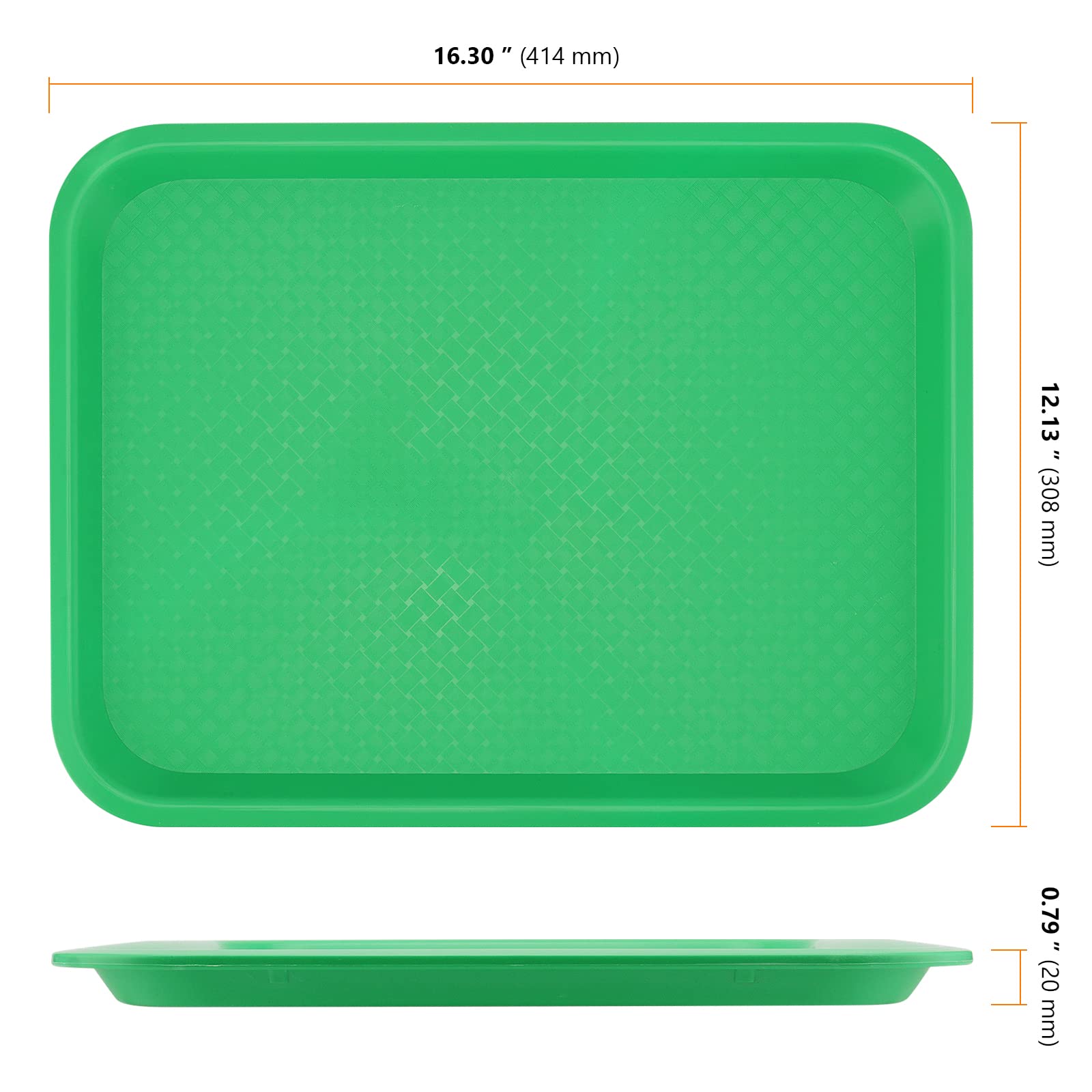 SEUNMUK 8 Pack 12 x 16 Inch Plastic Fast Food Trays - Durable Scratch-Resistant Green Cafeteria Trays for School, Restaurant & Food Service - Perfect for Serving Meals, Cafeteria Lunch Trays & Buffet Style Dining