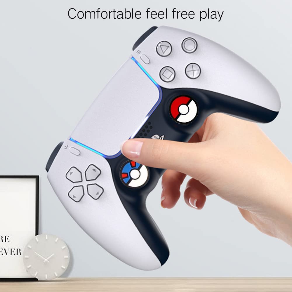 PERFECTSIGHT Cute Thumb Grip Caps for PS5, PS4, Xbox Series X/S, Xbox One, Switch PRO Controller - 4PCS Soft Rubber 3D Analog Thumbstick Grips - Kawaii Joystick Covers for Enhanced Gaming Comfort (PKballs) - Perfect for Long Gaming Sessions and Improved Control