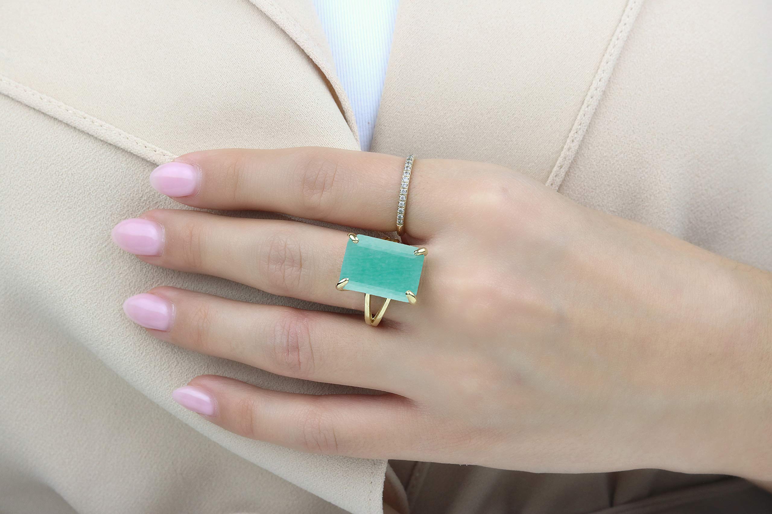 Natural Amazonite Gemstone 14k Gold Ring - Handmade Statement Jewelry for Women - Customizable Size & Finish - Perfect for Weddings, Engagements & Gifts | Elegant Fashion Accessory for Everyday Wear & Special Occasions