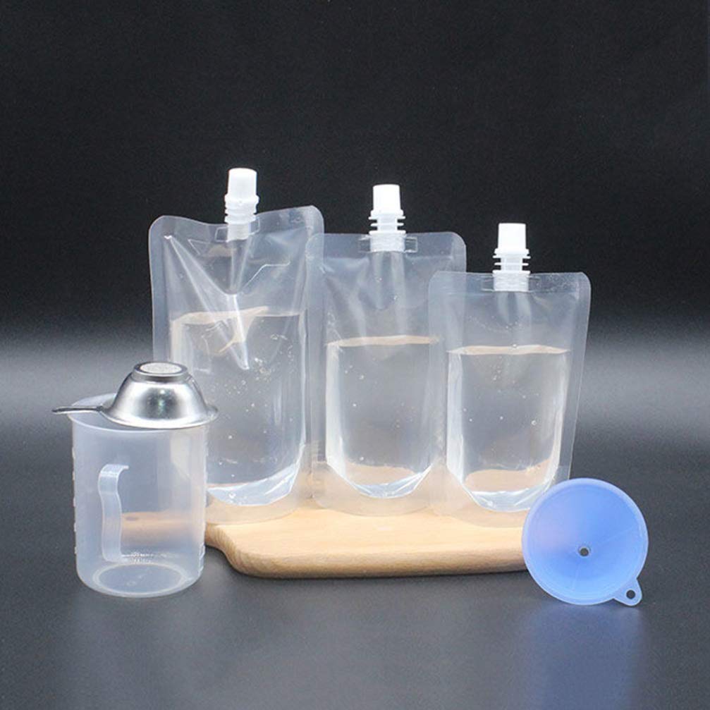 50pcs 380ml Reusable Stand Up Drink Pouches - Leak Proof Juice Bags for Hot & Cold Beverages - Perfect for Cruises, Picnics, Camping & Outdoor Activities