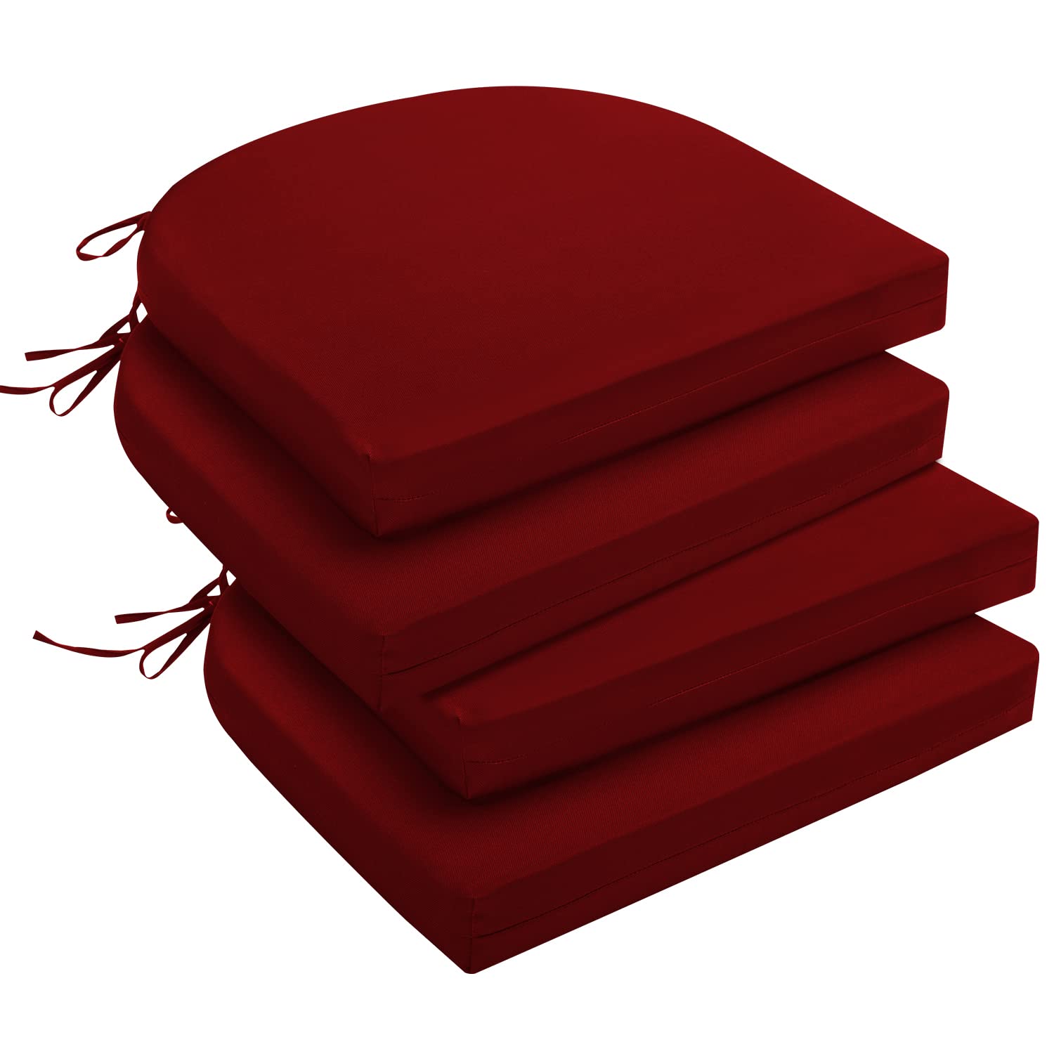 LOVTEX 4-Piece Outdoor Chair Cushions Set - Waterproof Patio Furniture Cushions with Ties (17x16x2 Inches, Dark Red) - Perfect for Garden, Poolside, Deck & Patio Seating
