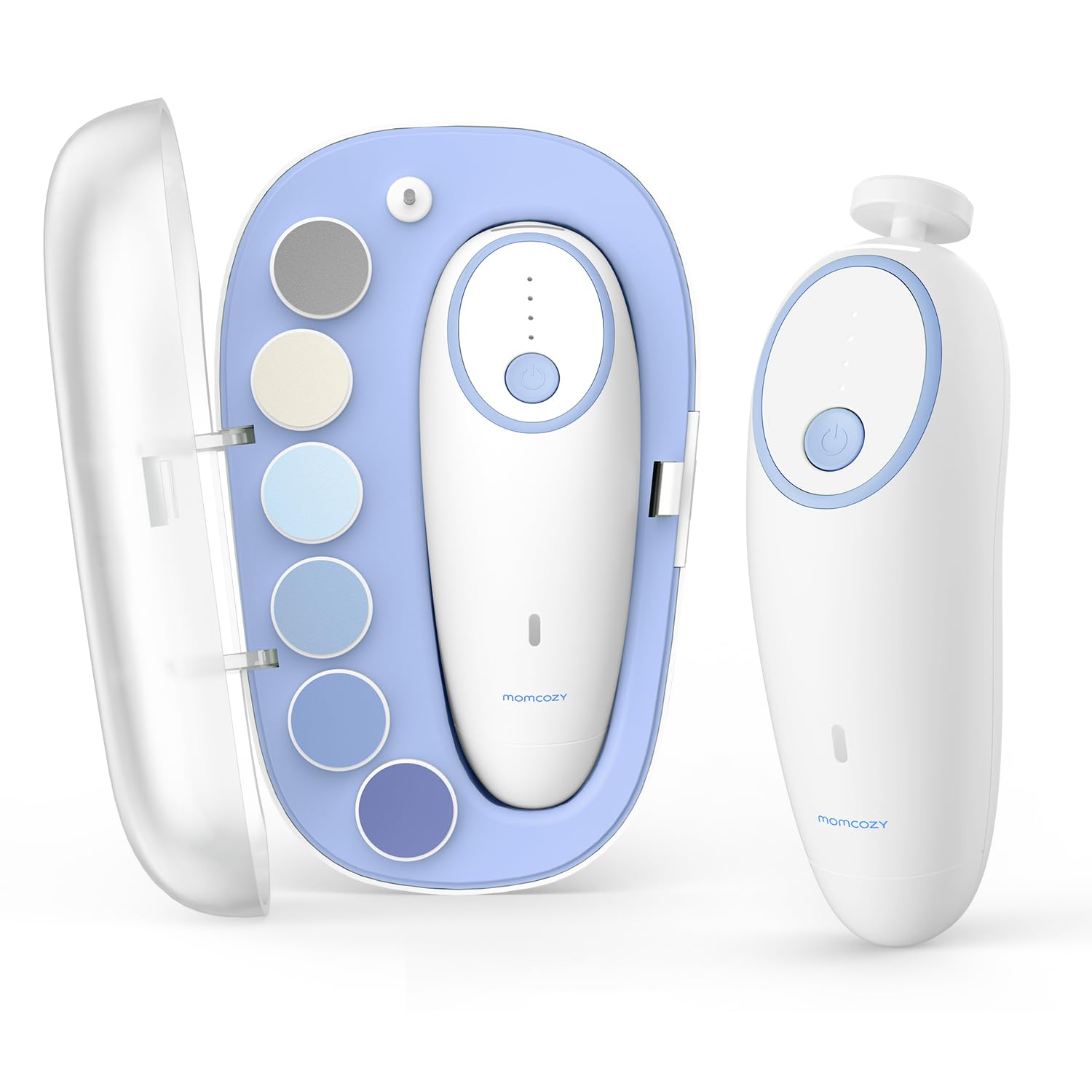 Momcozy Rechargeable Electric Baby Nail Trimmer with 7 Grinding Heads & Night Light - Gentle Baby Nail Clipper for Newborns & Toddlers - Perfect for Safe Nail Care at Home or Travel