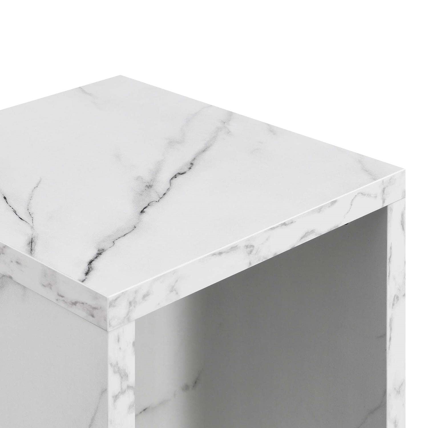Convenience Concepts Northfield Admiral End Table with Shelf - White Faux Marble Top Nightstand for Living Room, Bedroom & Office - Modern Side Table with Storage Space