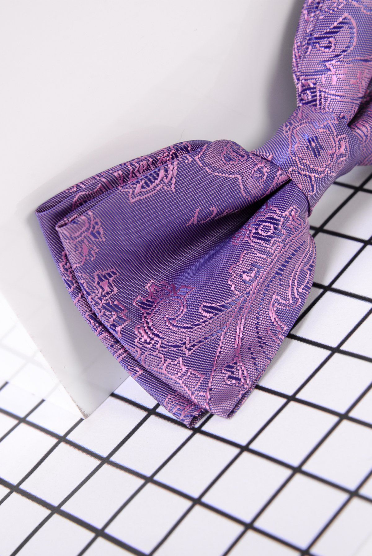 Kids' Purple Paisley Print Bow Tie - Adjustable Neckband for Boys & Girls - Perfect for Weddings, Parties & Formal Events