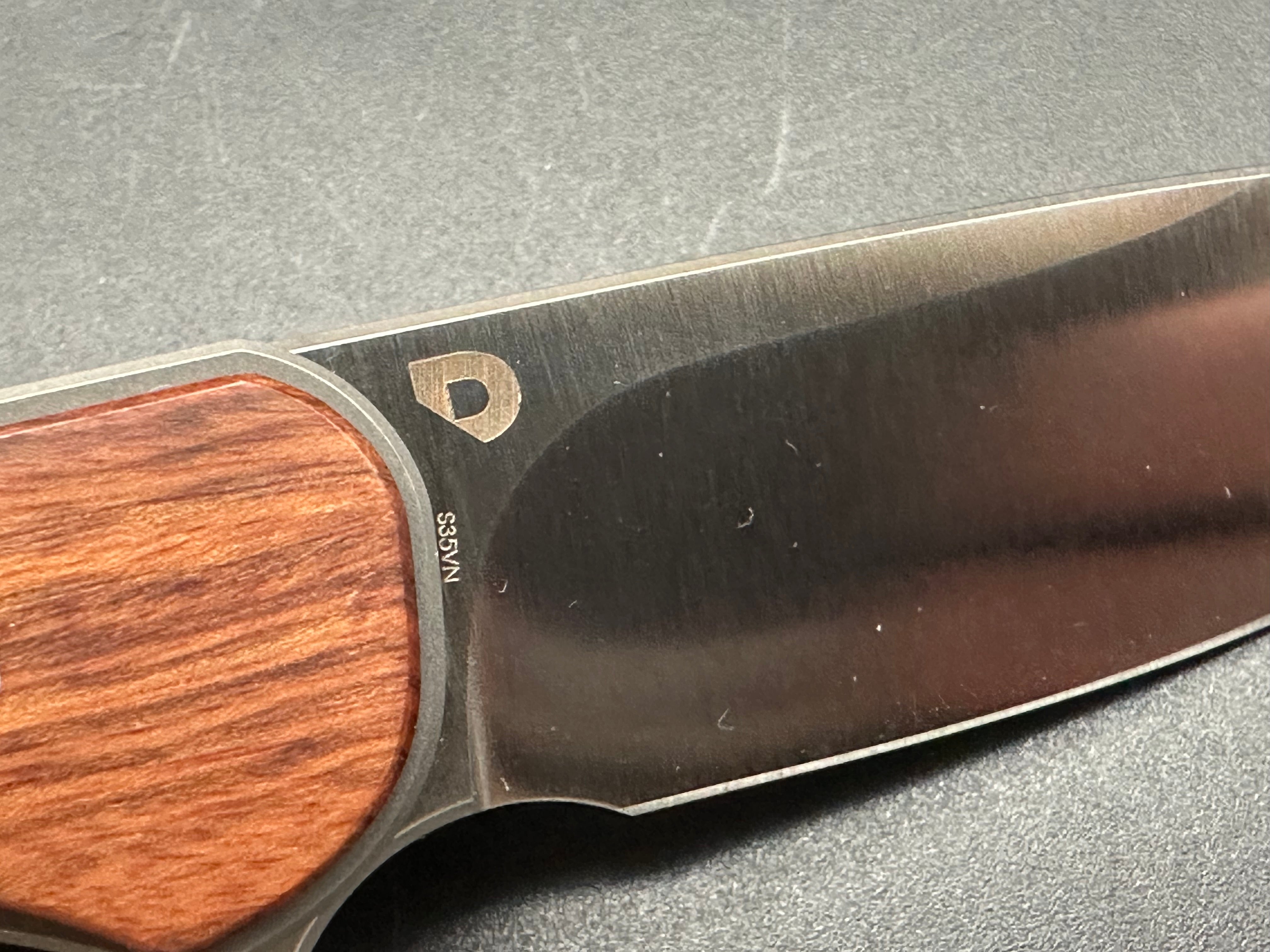 Drop Ferrum Forge Gent/Gray Titanium Frame Knife with Rosewood Overlays - EDC Pocket Knife for Everyday Carry, Outdoor Activities & Camping