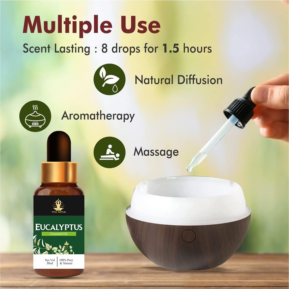 Organic Eucalyptus Essential Oil 30ml - 100% Pure & Natural for Clear Skin, Strong Hair & Muscle Relief | Revitalizing Face, Scalp & Body Care | Aromatherapy, Massage & Home Spa Use
