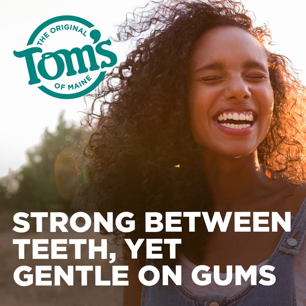 Tom's of Maine Naturally Waxed Antiplaque Dental Floss - Spearmint Flavor, 32 Yards | Gentle & Effective Teeth Cleaning for Fresh Breath & Healthy Gums | Perfect for Travel, Home & Office Use