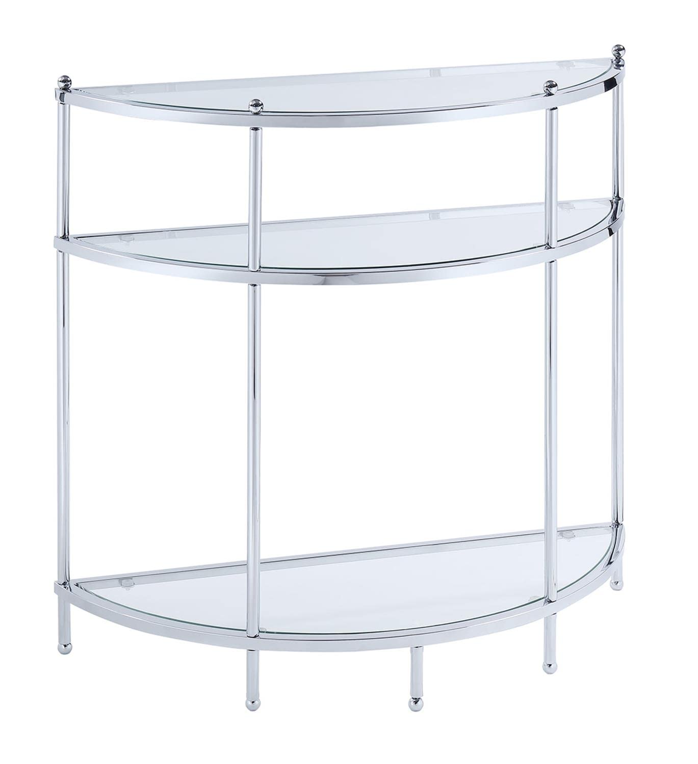 Royal Crest Modern Entryway Table with Chrome Frame & Glass Top - Stylish Hallway Console for Small Spaces, Perfect for Entry, Living Room or Bedroom Decor
