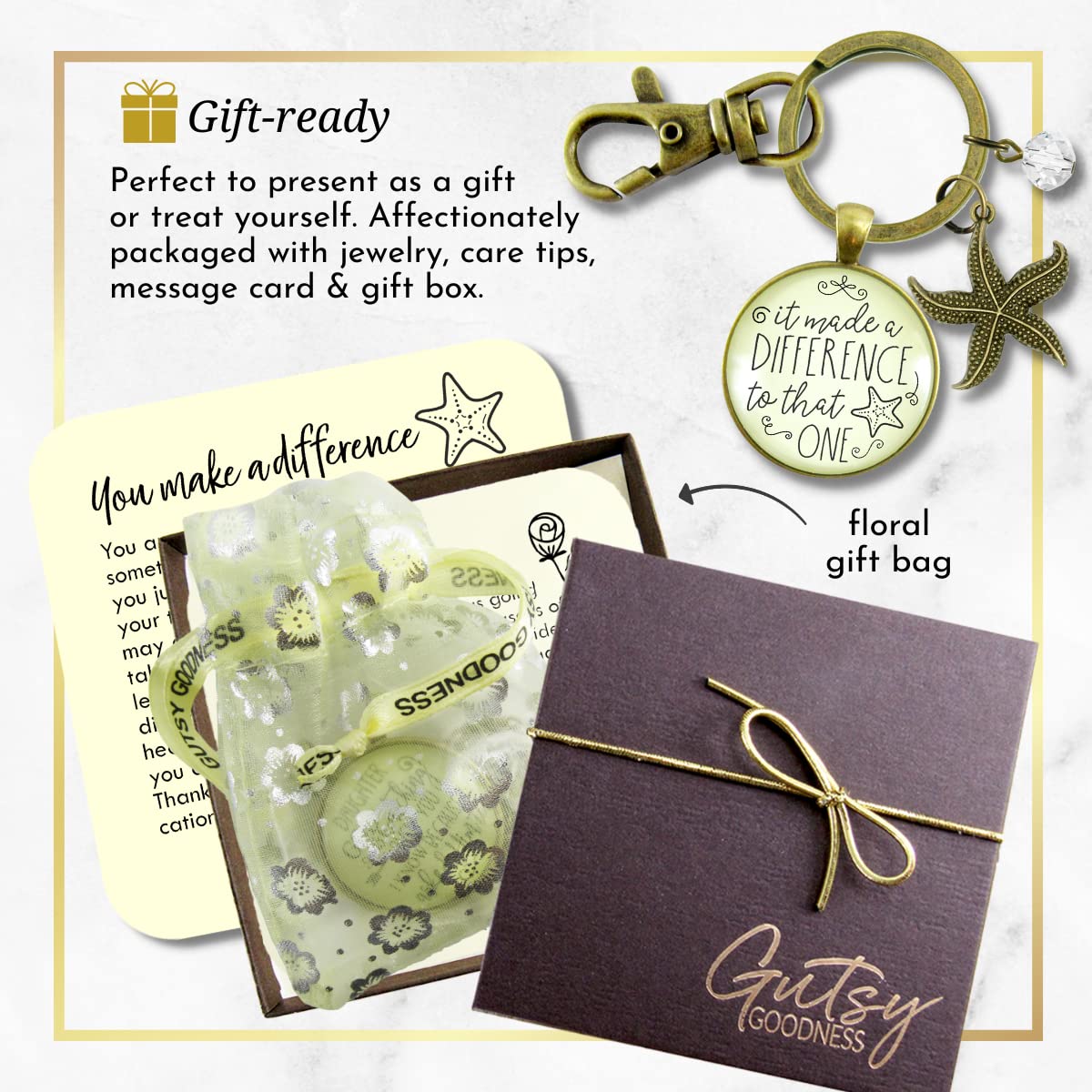 Starfish Keychain - Inspirational Teacher Appreciation Gift Jewelry for Educators, Mentors & Coaches | Perfect for Thank You Gifts, Retirement Presents & Motivational Tokens