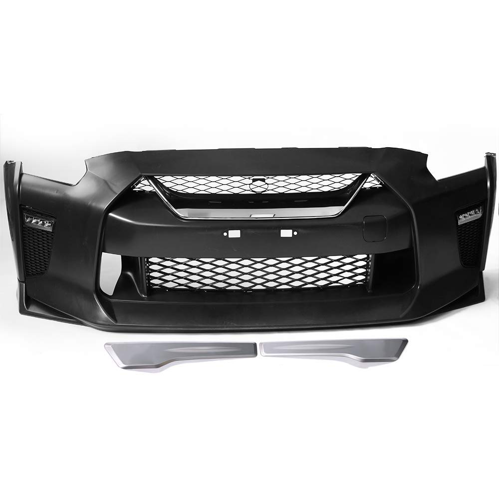 IKON MOTORSPORTS Front Bumper Cover & Headlights for 2009-2022 Nissan GT-R R35 - Factory Style Replacement Bumper & Conversion Headlamps | Perfect for Performance Upgrades & Car Restoration Projects