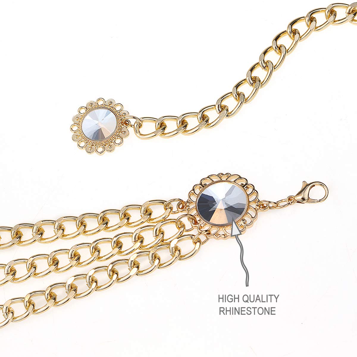 Glamorstar Women's Multilayer Metal Waist Chain Belt - Stylish Body Jewelry for Dresses, Parties & Fashion Accessories