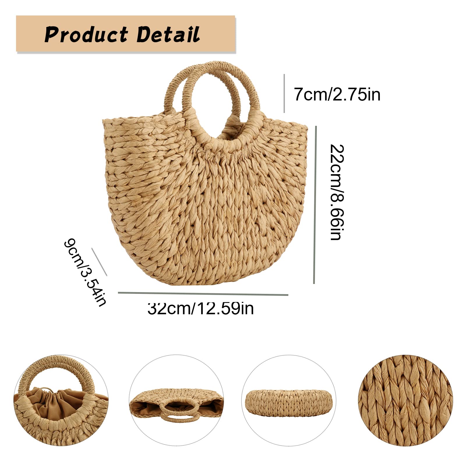 Stylish Handwoven Rattan Straw Tote Bag for Women - Vintage Beach Clutch with Handle, Perfect for Summer Outings, Picnics, and Seaside Vacations