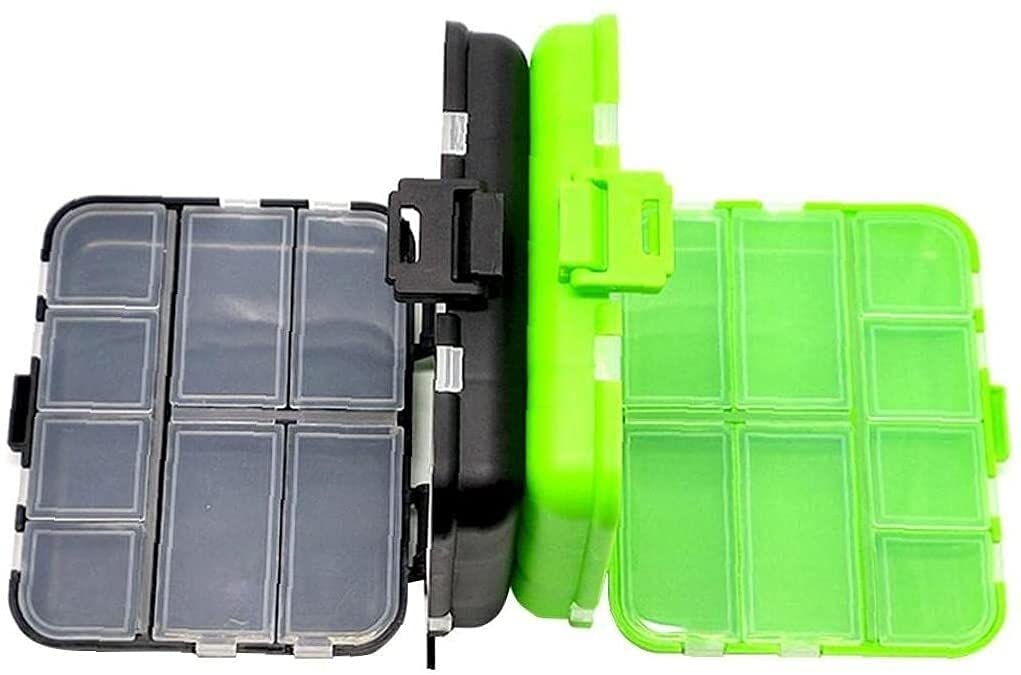 LSZ 2-Piece Plastic Fishing Tackle Box with Lure Storage - Waterproof Bait Container for Hooks, Swivels & Fishing Gear (Green + Black) - Perfect for Freshwater & Saltwater Fishing Trips, Boat Organizer & Outdoor Adventures