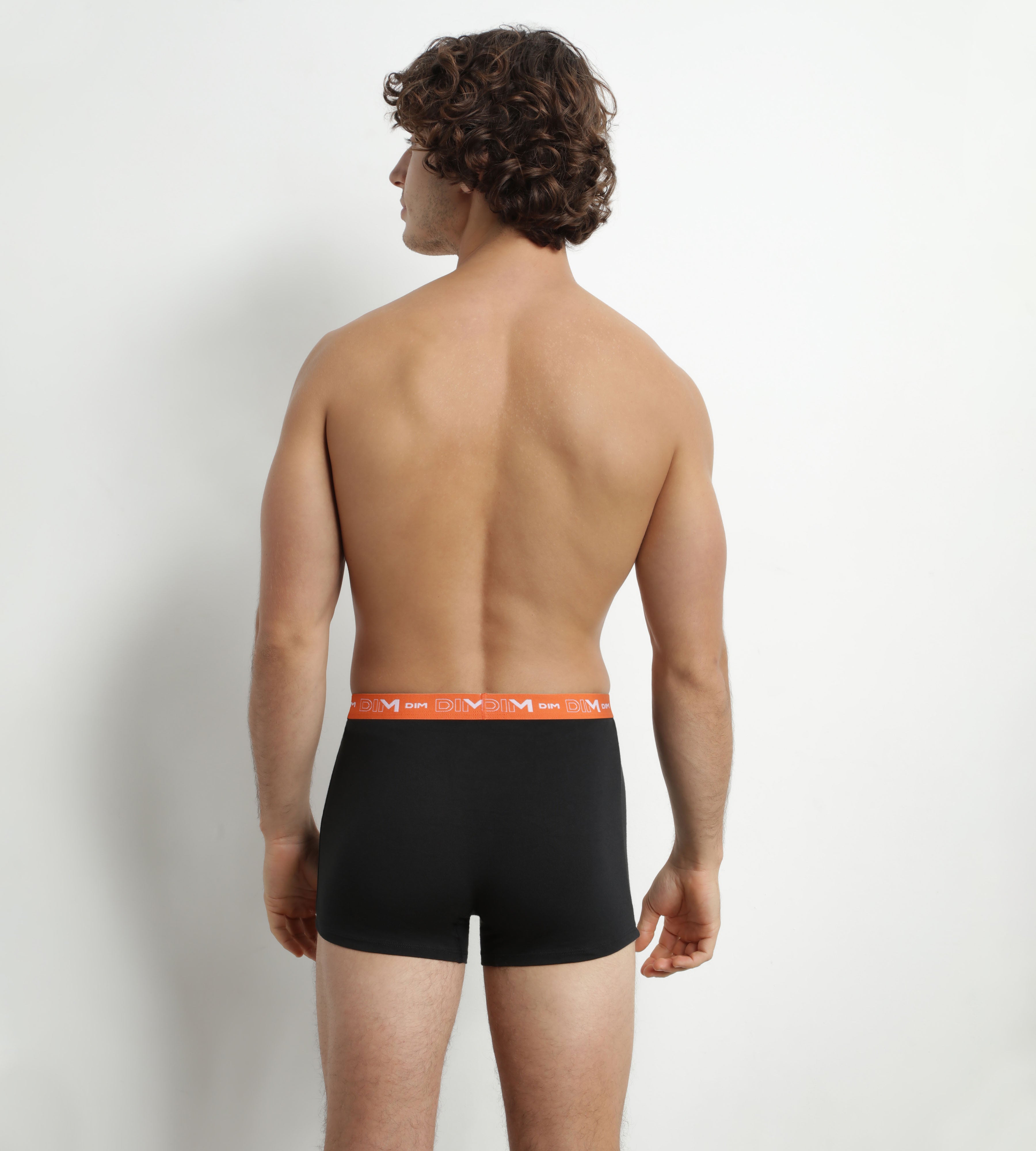 2 Pack Men's Black Boxer Briefs with Blue & Orange Waistband - 100% Cotton Stretch Underwear for Comfort & Style - Perfect for Gym, Work & Everyday Wear