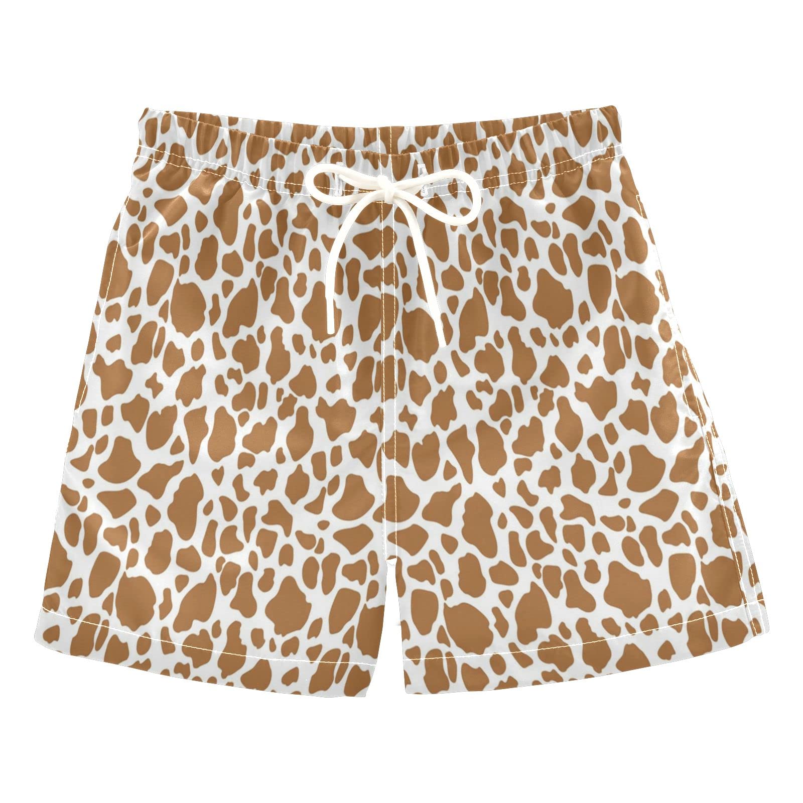 **Brown Cow Print Boys Swim Trunks | Toddler Beach Board Shorts | Kids Swimsuit 2T | Perfect for Pool, Beach & Summer Water Play**