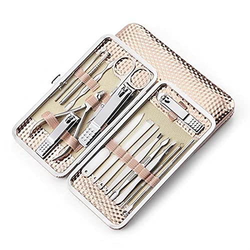 SERDAS 16-Piece Professional Manicure & Pedicure Kit - Stainless Steel Nail Clippers, Scissors, Trimmer Tools for Toe & Finger Nails - Perfect for Paronychia Treatment & Home Nail Care (Color: Black)