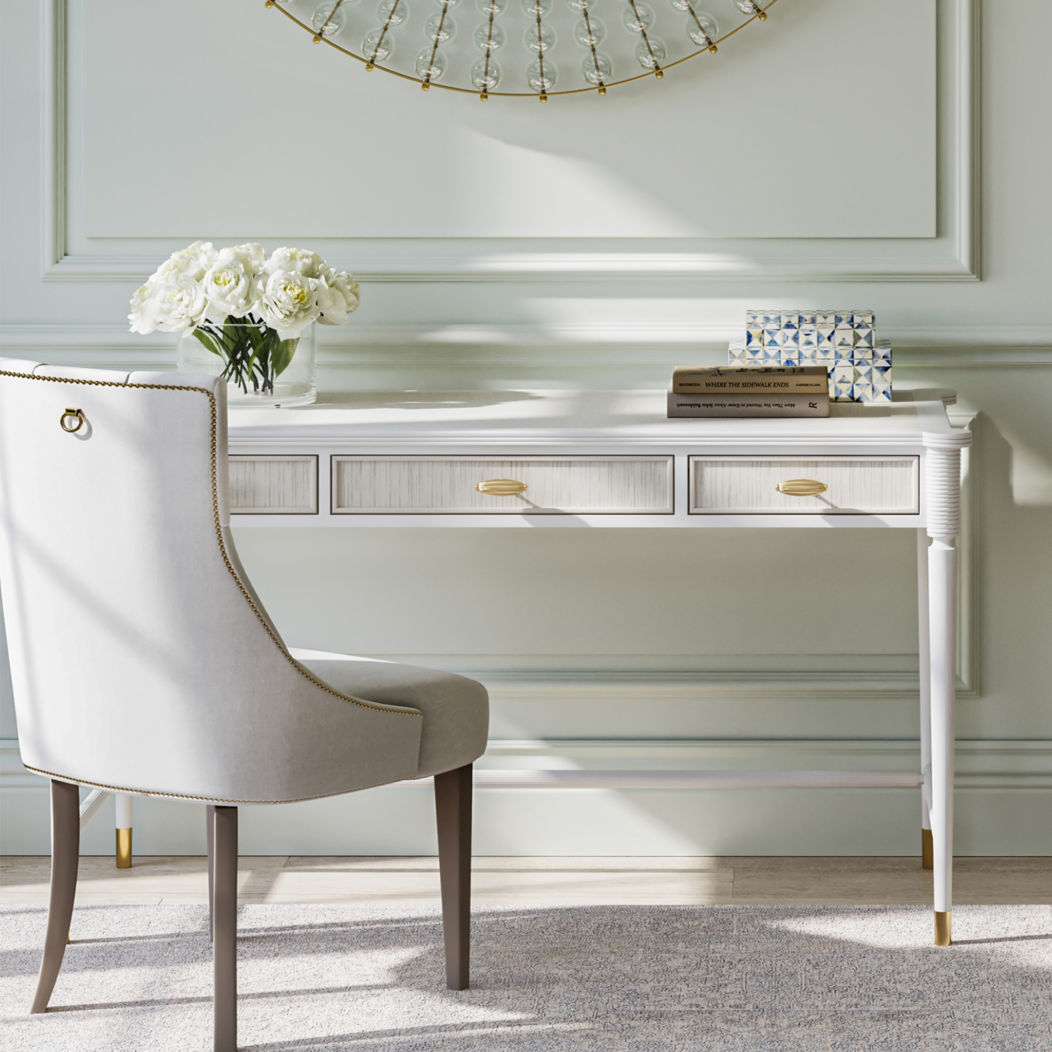 Aster White Modern Office Desk - Stylish & Functional Writing Desk for Home Office, Study, or Workspace - Perfect for Remote Work, Online Classes & Small Spaces