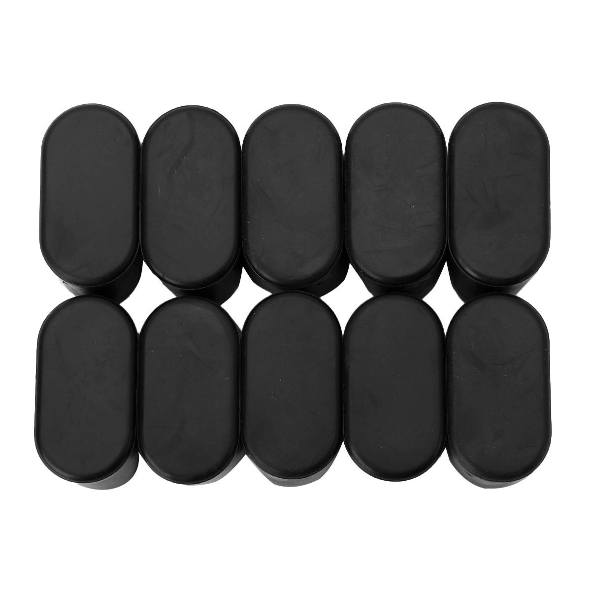 YiZYiF 10-Pack Black Rubber Chair Leg Caps (15x30mm) - Oval Furniture Feet Protectors for Floors, Scratch Prevention | Ideal for Dining Chairs, Tables & Office Furniture