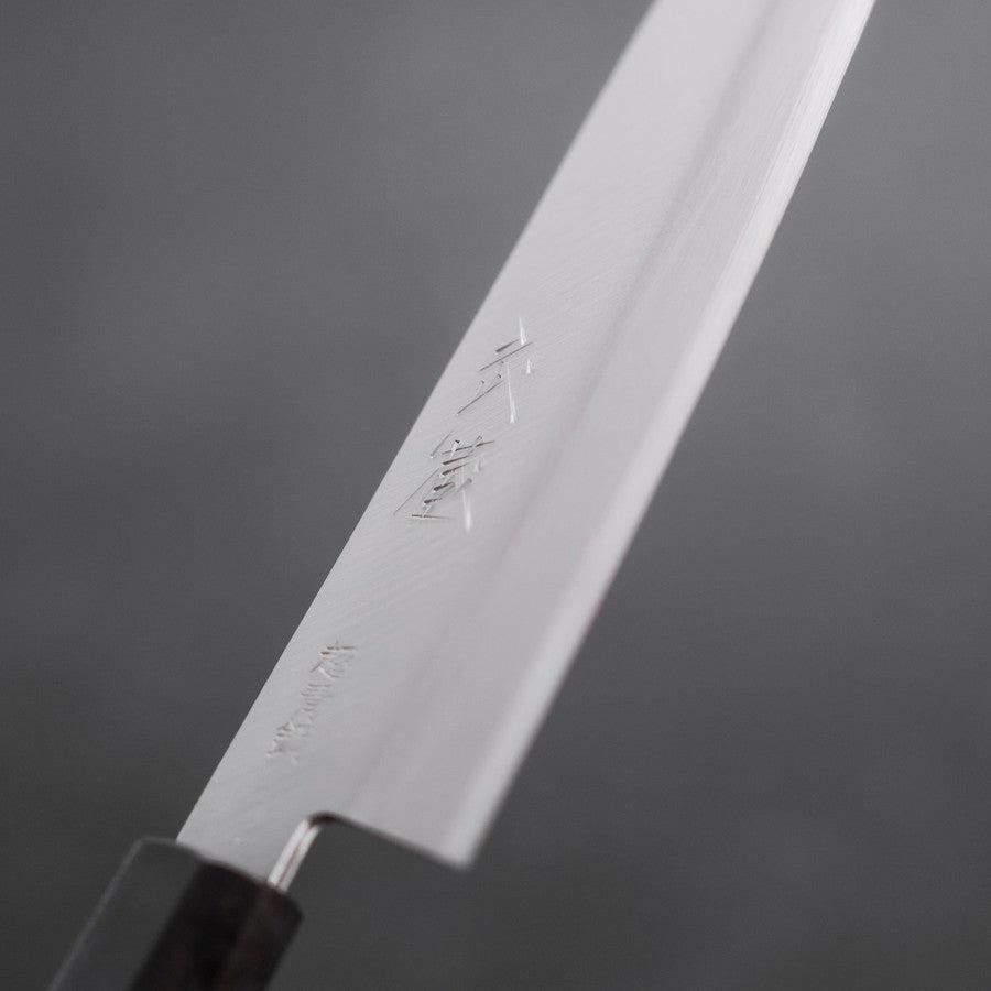 Premium Santoku Knife 140mm - Stainless Steel Clad Blue Super Steel, Polished Blade with Buffalo Ebony Handle - Perfect for Slicing, Dicing & Chopping Vegetables, Meat & Fish