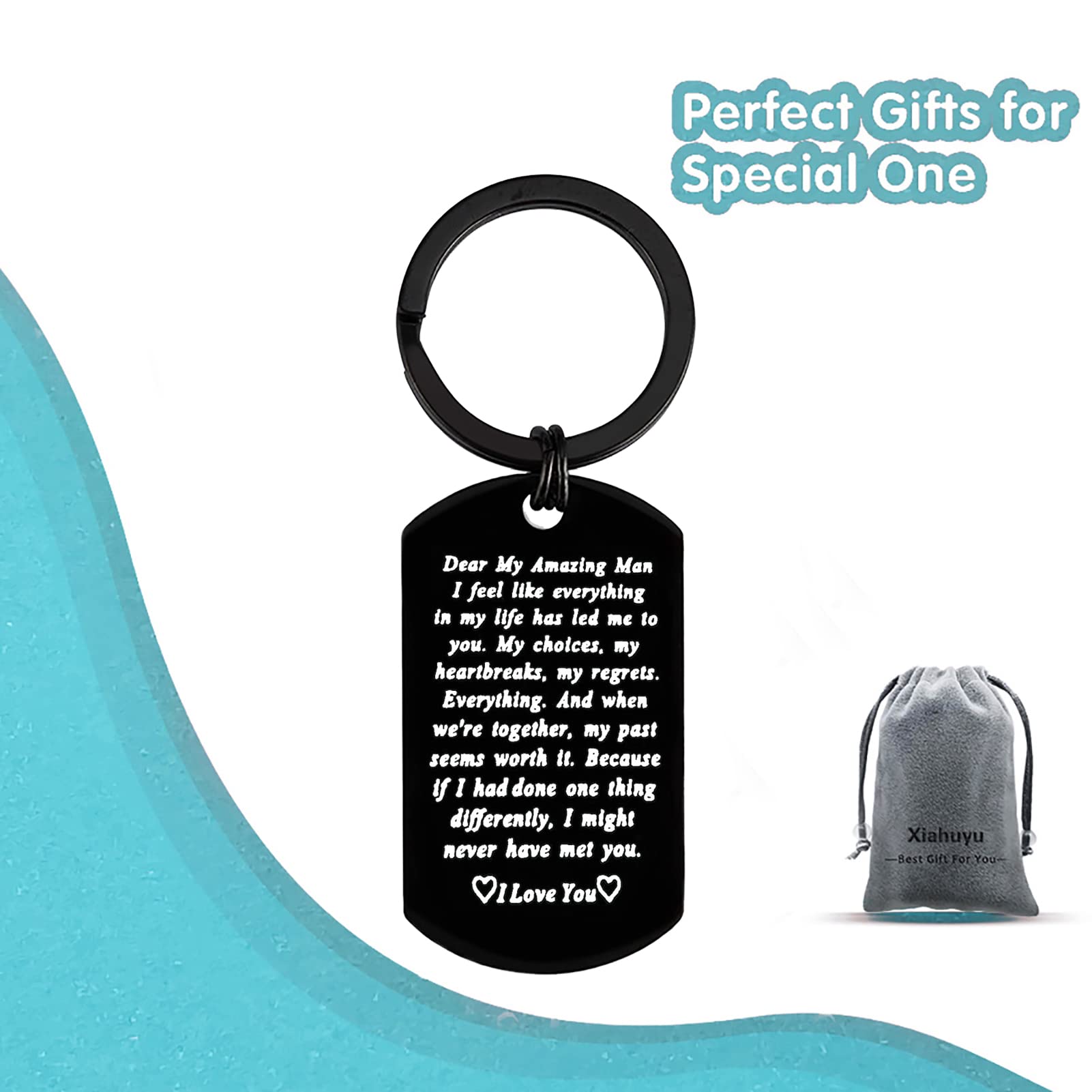 To My Man Keychain - Engraved I Love You Gift for Boyfriend, Husband, Fiance - Romantic Anniversary, Birthday & Valentine's Day Present - Perfect for Christmas, Weddings & Special Occasions
