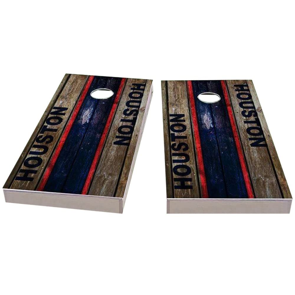 Houston City Themed Cornhole Game Set - 2 Premium Wooden Boards & 8 Bean Bags for Outdoor Tailgating, Backyard Parties, and BBQ Events