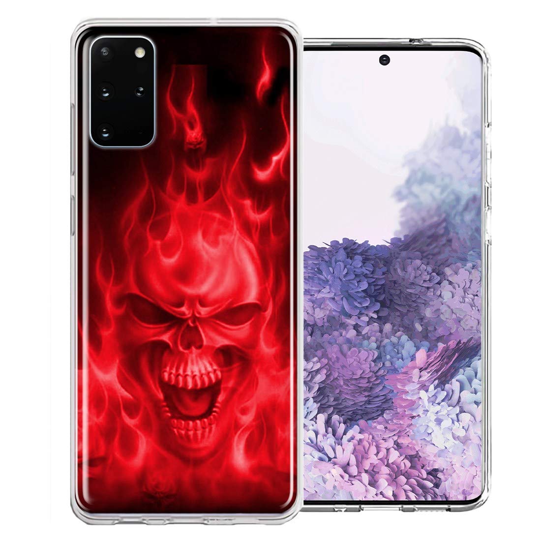 Samsung Galaxy S20 Phone Case - Red Flaming Skull Design, Dual Layer Protection for Shock Absorption | Perfect for Daily Use, Travel & Outdoor Activities