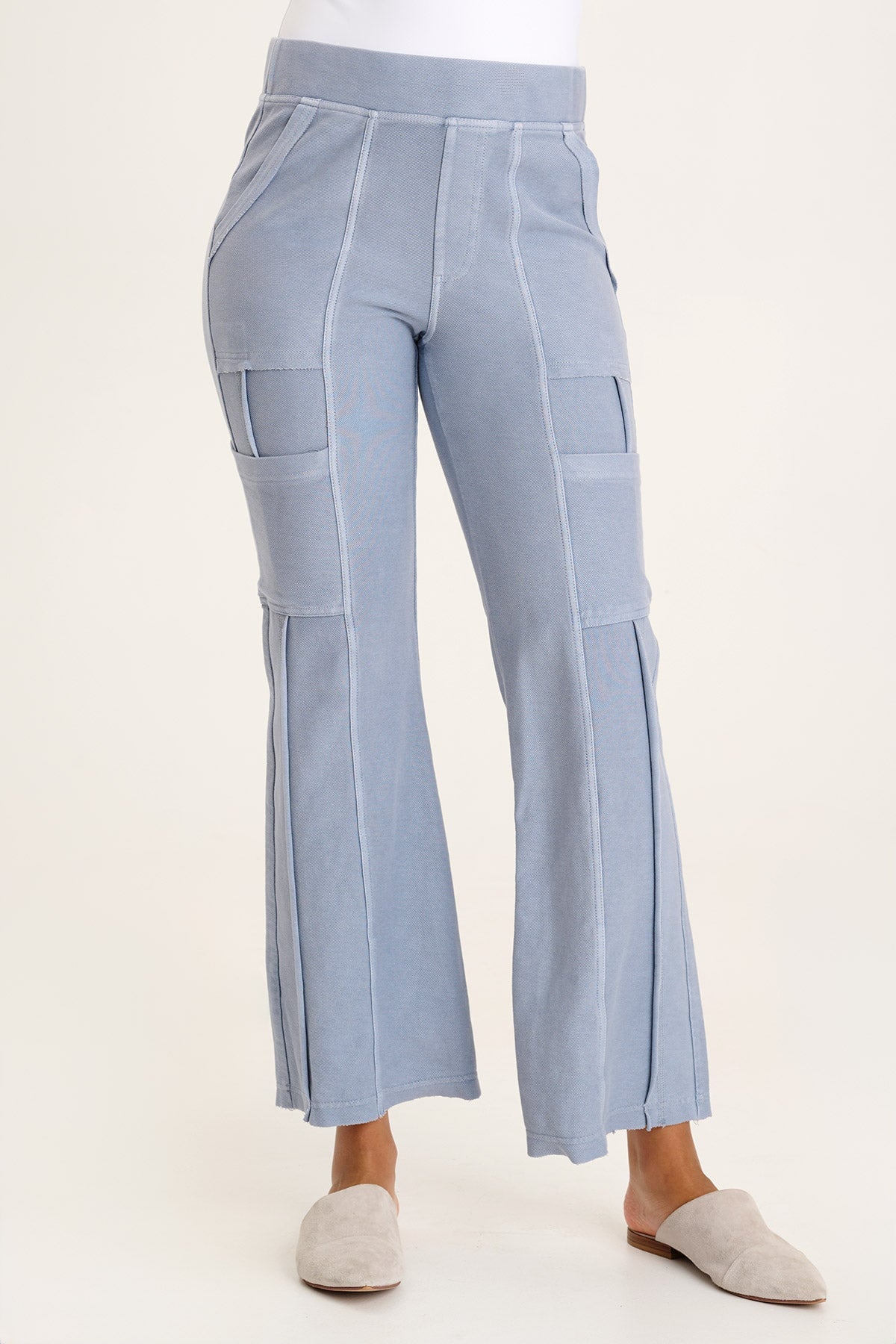 Kiah Flare Pants for Women - Spry Blue Pigment High Waist Wide Leg Trousers | Casual & Office Wear | Perfect for Work, Travel & Everyday Outfits