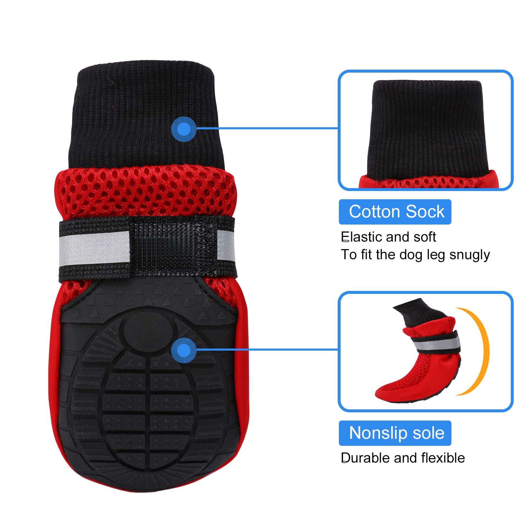 **Breathable Mesh Dog Boots for Large Dogs - Paw Protection for Hot Pavement & Outdoor Adventures - Perfect for Hiking, Walking, and Summer Activities**