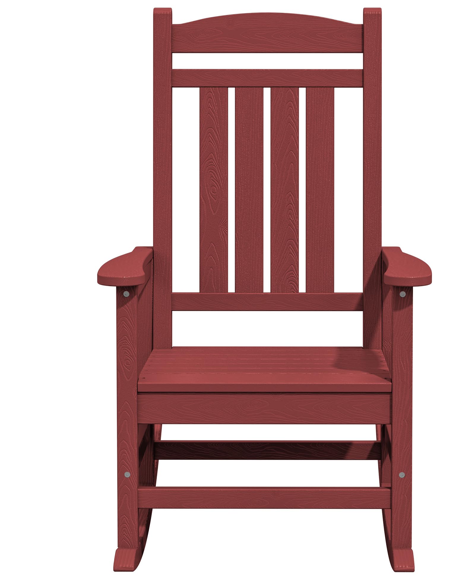 KINGYES Weather-Resistant Outdoor Rocking Chair - High Back Patio Rocker for Adults, Dark Red - Perfect for Porch, Garden & Backyard Relaxation