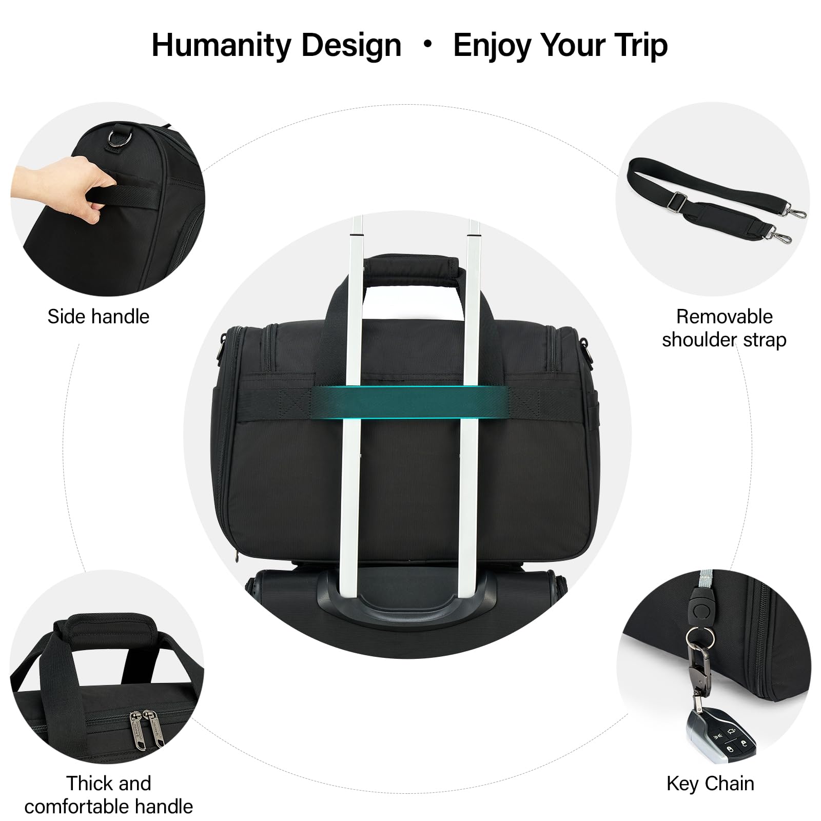 Hanke Foldable Underseat Carry On Luggage Bag - Lightweight Travel Tote for Women & Men, Softside Personal Item Bag for Flight Crew & Overnight Trips | Perfect for Airplane, Train & Bus Travel (Black)