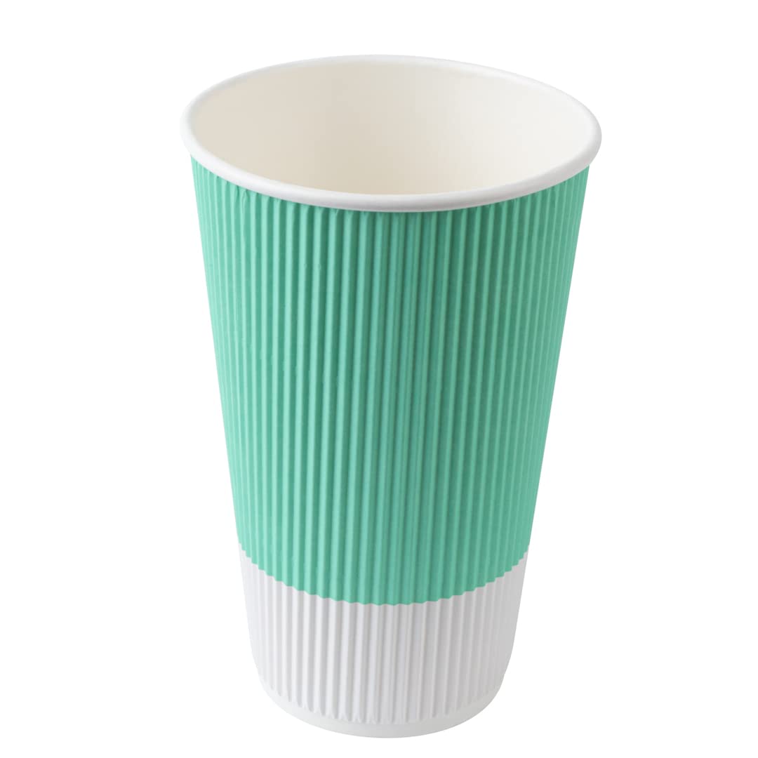 Restaurantware 16oz Insulated Coffee Cups with Lids - 200 Pack Leakproof Ripple Wall Hot Cups | Eco-Friendly Disposable Paper Cups for Coffee, Tea, Hot Chocolate & Lattes | Perfect for Cafes, Offices & Catering Events