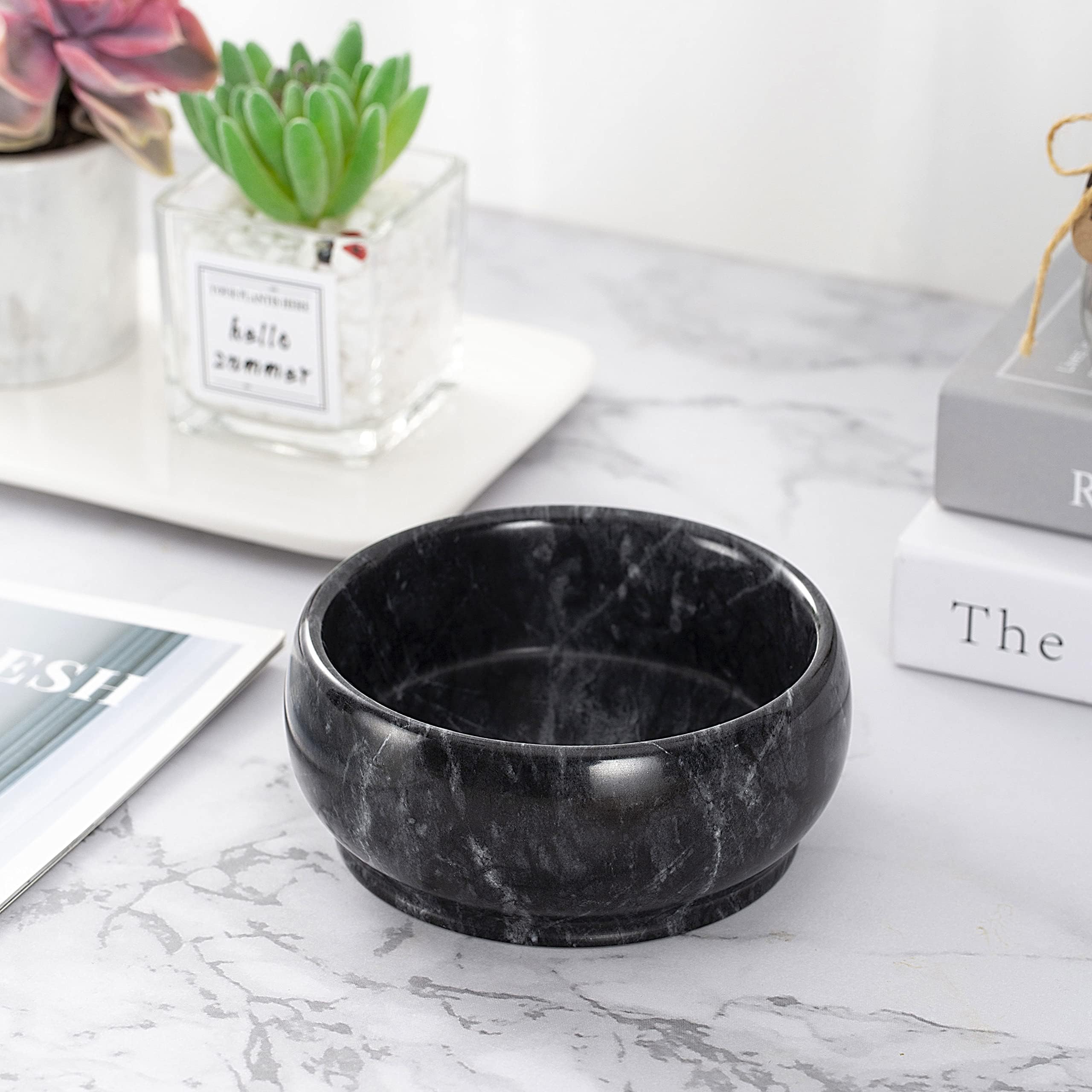 4.72 Inch Natural Marble Decorative Bowls - Elegant Home Decor for Coffee Table Centerpiece, Key Holder, Soap Serving & Aromatherapy | Perfect for Living Room, Bedroom & Gift Giving
