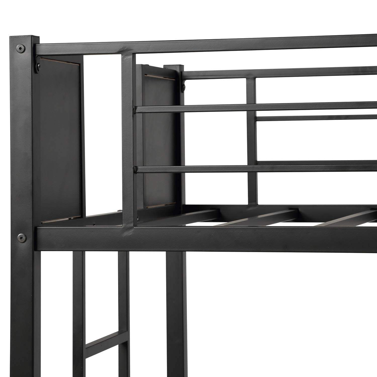 Modern Twin-Over-Twin Bunk Bed with Safety Rail & Built-in Ladder - Sturdy Steel Frame for Kids & Teens (Brown, 78