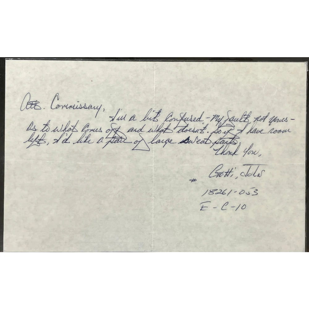 Authentic John Gotti Hand-Signed Prison Letter Framed with PSA/DNA COA - Rare Gambino Mafia Mob Autograph Collectible - Perfect for Mafia Memorabilia Displays & Crime History Enthusiasts
