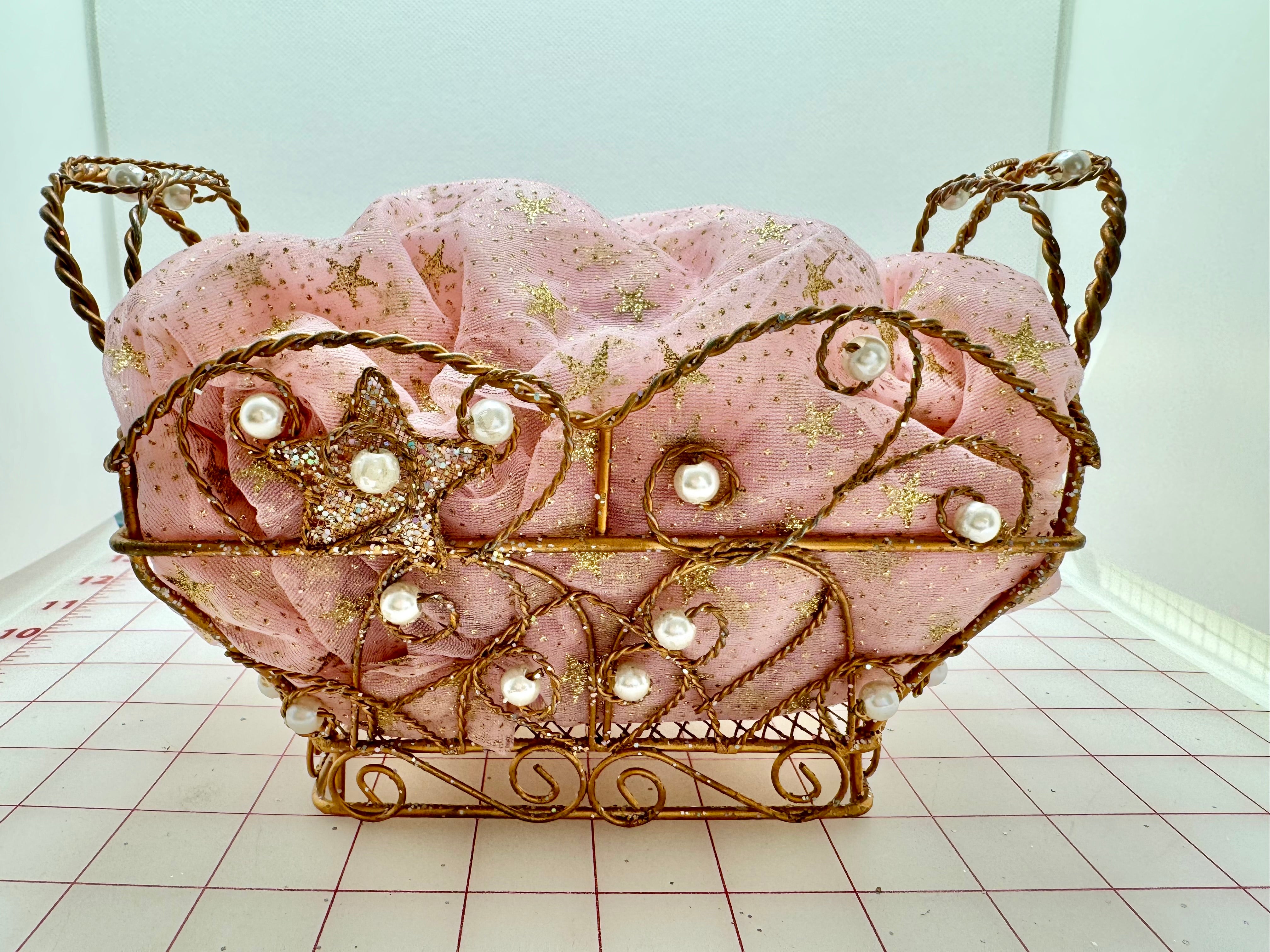 Elegant Gold Pearl Basket - Handcrafted Home Decor for Gifts & Storage | Limited Stock Closeout Sale | Perfect for Wedding Favors, Bathroom Organizers & Table Centerpieces